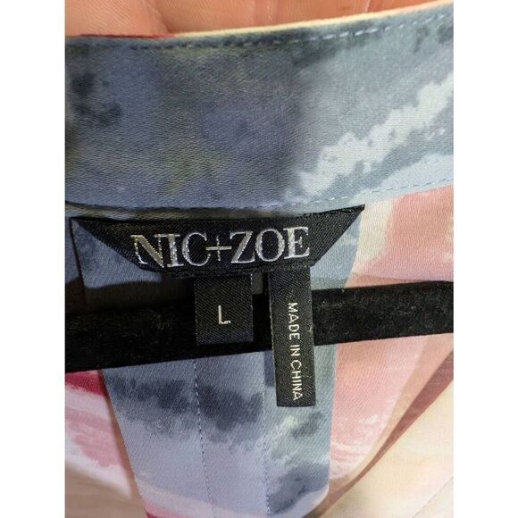 NIC + ZOE Water Print Button Up Blouse Women's Large - Picture 3 of 4